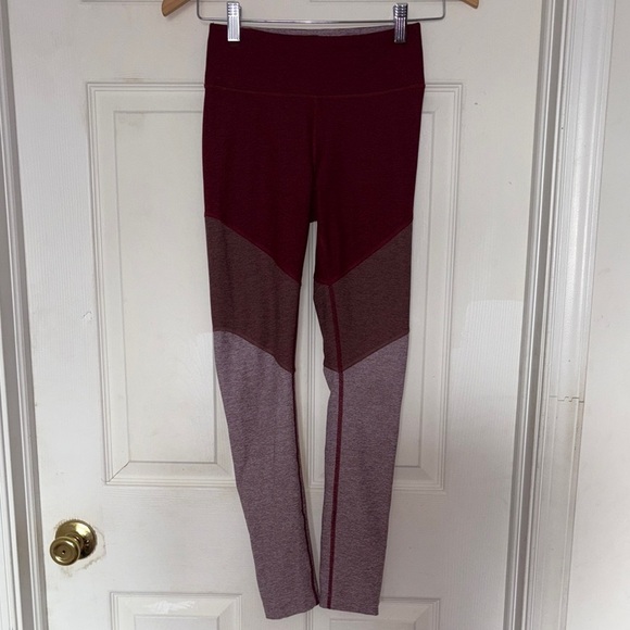 Outdoor Voices Burgundy Tri Color 7/8 Leggings - Picture 4 of 6